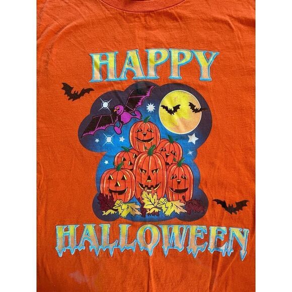 VTG Basic Editions Unisex Orange Halloween Spooky Short Sleeve Shirt - Size XL - Picture 2 of 5